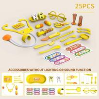 Children'S Yellow Little Doctor Playing House Set, Male And Female Stethoscope Medical Kit, Simulated Nurse Playing Syringe Toy
