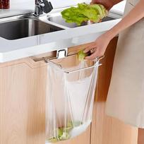 Kitchen Trash Rack Cabinet Door Garbage Bags Holder Stainless Steel Closet Garbage Storage Holder 1pc
