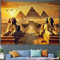 2D plokščias baneris, 1 vnt.. Egipto piramidės sfinkso galvos ir veido statula Saulėlydžio kraštovaizdžio fono audinys 47.2x31.5inch/120*80cm