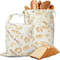 New Reusable Beeswax Bread Bags Beeswax Coated Lock Closure Bread Storage Bags 43*33cm Cotton Fabric Sourdough Bag Freezer Use