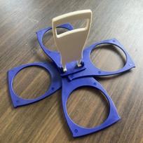 Unique Plastic Foldable Cup Holder Anti Scalding Rotating Carousel Drink Carrier 4-Cups Cup Carrier Party mėlyna
