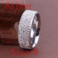 Fashion Inlaid Unisex Women/Men Weddig Band Ring Full Filled Zircon Stainless Steel 8 sidabras