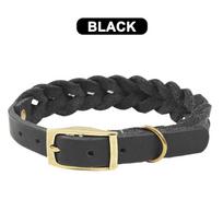 Braided Real Leather Dog Collar Adjustable Pet Puppy Collars for Small and Medium-sized Dogs Outdoor Pet Dog Walking Accessories L juoda