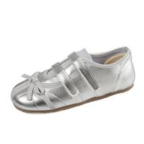 Fairy wind bow Velcro Mary Jane shoes female 2025 new comfortable and breathable one-pedal Forrest Gump shoes 35 sidabras