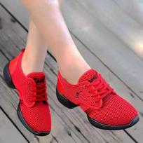 Womens Modern Jazz Dance Shoes Sports Feature Soft Outsole Breathable Practice Sneakers 36 raudona