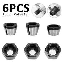12/8pcs Trimmer Collet Adapter 6mm 6mm 6.35mm 8mm Router Bit Collet Chuck Clamping Adapter for Engraving Trimming Machine Electr