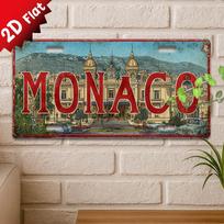 D Flat Printing Vintage MONACO with MonteCarlo Casino  Mountain Landscape Illustration Aluminum Tin Painting License Plate 15x30cm(5.9x7.8inch) gray