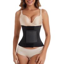 Fajase Reductoras Corset Waist Trainer Colombian Shaping Girdle Post-Op Long Torso Cincher Velcro with Triple Wrap Steel Boned Xs juoda
