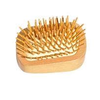 Massage Scalp Detangling Handmade Natural Wooden Hair Brush Hairbrush with Bamboo Pins natūrali
