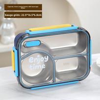Food Grade 304 Stainless Steel Bento Box With Sealed Dividers For Lunch And Travel 650ml Blue
