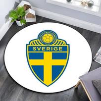 Švedijos nacionalinės futbolo komandos logotipas Apvalus kilimas, Neslystantis plaunamas apvalus kilimas svetainei, miegamajam, žaidimų kambariui, sporto gerbėjų dekoras, šventės, gimtadienio dovana 80cmx80cm yellow