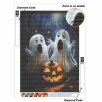 Diamond Painting Kit Cute Ghost Pumpkin Design DIY 5D Full Drill Canvas Art Creative Handmade Craft for Adults Wall Decor Round 20x30cm