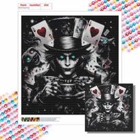 Full Drill Diamond Painting Kit Mad Hatter Poker Card DIY Creative Leisure Craft Canvas for Adults Home Decor Wall Art Hobby Round 20x20cm