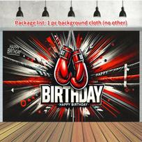 2D plane 1-piece boxing gloves birthday party backdrop fabric. Boxing-themed party boxing cake decoration. 47.2x31.5inch/120*80cm gray