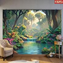 2D Lush Fantasy Rainforest Backdrop for Wedding, Birthday & Nature Events 47.2x31.5inch/120*80cm