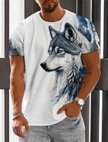 Men's T-Shirt For 3D Printed Graphic Wolf T Shirts Fashion Tops Short Sleeves Summer Clothing Street Tees M gray