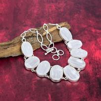 Selenite Druzy 925 Solid Sterling Silver Necklace with Adjustable Chain, Handmade Gemstone Jewelry Necklace For Memorial Day Adjustable With 18 Inches balta
