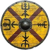 Medieval Viking Shield Norse The Helm of awe Designer Battleworn 60.96 CM Wooden  Iron Shield for Home Decor