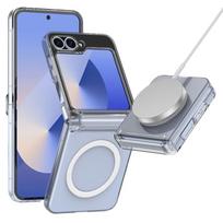 Elektroplatuotas Magnetinis Belaidis Įkrovimo Lankstas Apsauginis Telefono Dėklas Samsung Galaxy Z Flip 6 5 4 3 Flip6 Flip5 Flip4 Viršelis For Samsung Galaxy Z Flip6