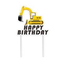 Children'S Birthday Party Decoration Excavator Pulling Flag Vortex Construction Truck Forklift Cake Sticker New excavator large power strip 1