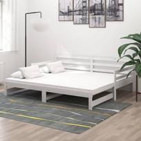 Ištraukiama lova, balta, 2x(90x200)cm, pušies medienos masyvas