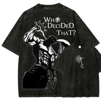 Japan Anime Seven Deadly Sins Escanor Graphic Print T-shirt Men Women Vintage Washed Cotton Tee Oversized Top S