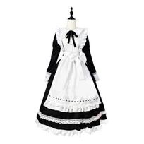 Didelio dydžio 5XL Juoda Balta Retro Tarnaitės Apranga Anime Ilga Suknelė Vyrams Moterims Teismo Tarnaitė Lolita Suknelė Tarnas Padavėjas Cosplay Kostiumas S juoda balta spalva