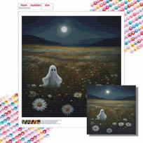 DIY Diamond Art Painting Kit Little Spirit In Daisy Field Pattern Full Drill Canvas Creative Handmade Craft Gift for Adults Round 20x20cm