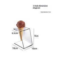 Transparent Acrylic Ice Cream Cone Holder Easy to Clean Dessert Display Rack 6 Slots for Home Party Picnic Dessert Display 1hole 3cm