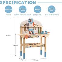 Robotime Robud Kids Tool Bench Set Large Wooden Work Bench Construction Toys Workshop Kid Toys Tool Set  for Boys Girls  3 +