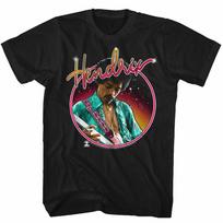 Jimi Hendrix Colorful Photo Playing Guitar Men's T Shirt Rock Music Merch S