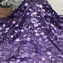 1 Jardo/Plotis 130cm Apvalus Blizgučių Audinys Didelis Siuvinėtas Sceninio Kostiumo Audinys Tinklelio Pagrindas Vestuvinės Suknelės Audinys violetinė