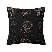 Fungi Mushroom Lover Mycology Vintage Goth Style Square Pillow Case Polyester Cushions For Sofa Fashion Pillowcover Home Decor Peach skin 18*18(CM)-1Pcs