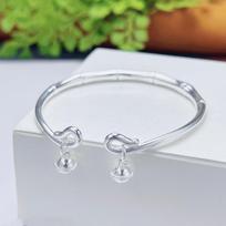 Zuyin 999.9 Bamboo Knot Bell Bracelet Women's Flower Youth Pure Silver Solid Bracelet Personalized Outlander Bracelet Adjustable size
