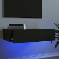 TV staliukas Televizoriaus spintelė su LED lemputėmis, juoda, 60x35x15,5cm
