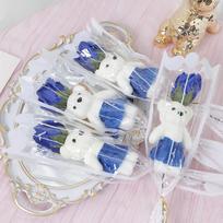 43cm Artificial Foam Bear Soap Rose Valentine's Day Gift Holding Bouquet Wedding Decoration Home Room Decor DIY Family Gathering 5Pcs mėlyna