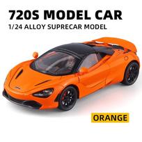 1/24 Scale McLaren 720s Super Sportcar Alloy Diecast Simulation Model Car With Sound And Light Pull Back Toys For Children Gifts oranžinė