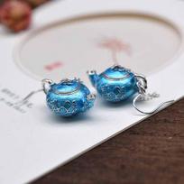 Thai  Ethnic Style Enamel Teapot Plum Earrings For Women Exquisite Chinese Ear Hook Hanfu Accessories  Jewelry