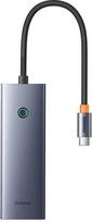 Hub Baseus UltraJoy Series Lite 4 prievadų (C tipo iki USB3.0*4+Type-C 5V) (pilka)