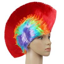 Heat Resistant Synthetic Wig Cockscomb Head Cosplay Funny Colorful Party Hat for April Fool's Day And Halloween raudona
