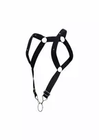MOB Eroticwear DNGEON Straight Back Harness Adjustable Microfiber Black