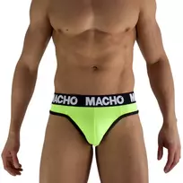 MACHO UNDERWEAR MACHO MTG001 Fluorescent Yellow Thong S - Anatomical Lycra Comfort