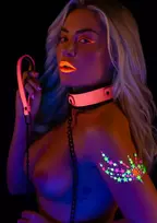 Taboom TABOOM Glow in the Dark Collar & Chain Leash - Vegan Leather, Adjustable