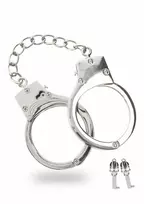 Taboom Ouch! Silver Plated Adjustable Bondage Handcuffs with Keys & Pouch