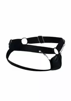 MOB Eroticwear DNGEON Chain Jockstrap Black Faux Leather Chain-Link Design