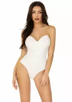 LEG AVENUE Leg Avenue Vinyl Boned Bodysuit Black Strapless with Bat-Wing Detail