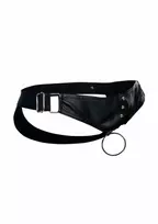 MOB Eroticwear DNGEON Jockstrap with Metal Studs and Wide Hip Straps Black