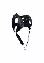 MOB Eroticwear DNGEON Top Harness with Adjustable Ring System, Black, Unisex Fit