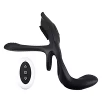 Playboy Pleasure The 3 Way Silicone Support Ring Black USB Remote