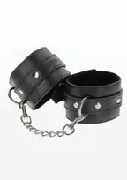 Taboom TABOOM Wrist Cuffs Vegan Leather Adjustable Black Velvet Lining